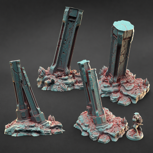 Barnacled Columns – Sunken City | 3DHexes 3D Printed Tabletop Terrain (28-32mm) - image 1