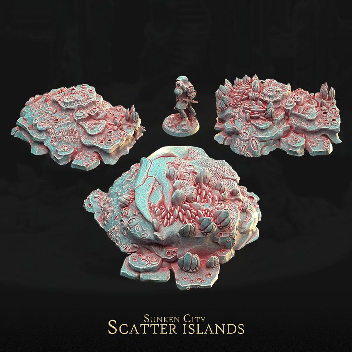 Scatter Islands – Sunken City | 3DHexes 3D Printed Tabletop Terrain (28-32mm) - image 2