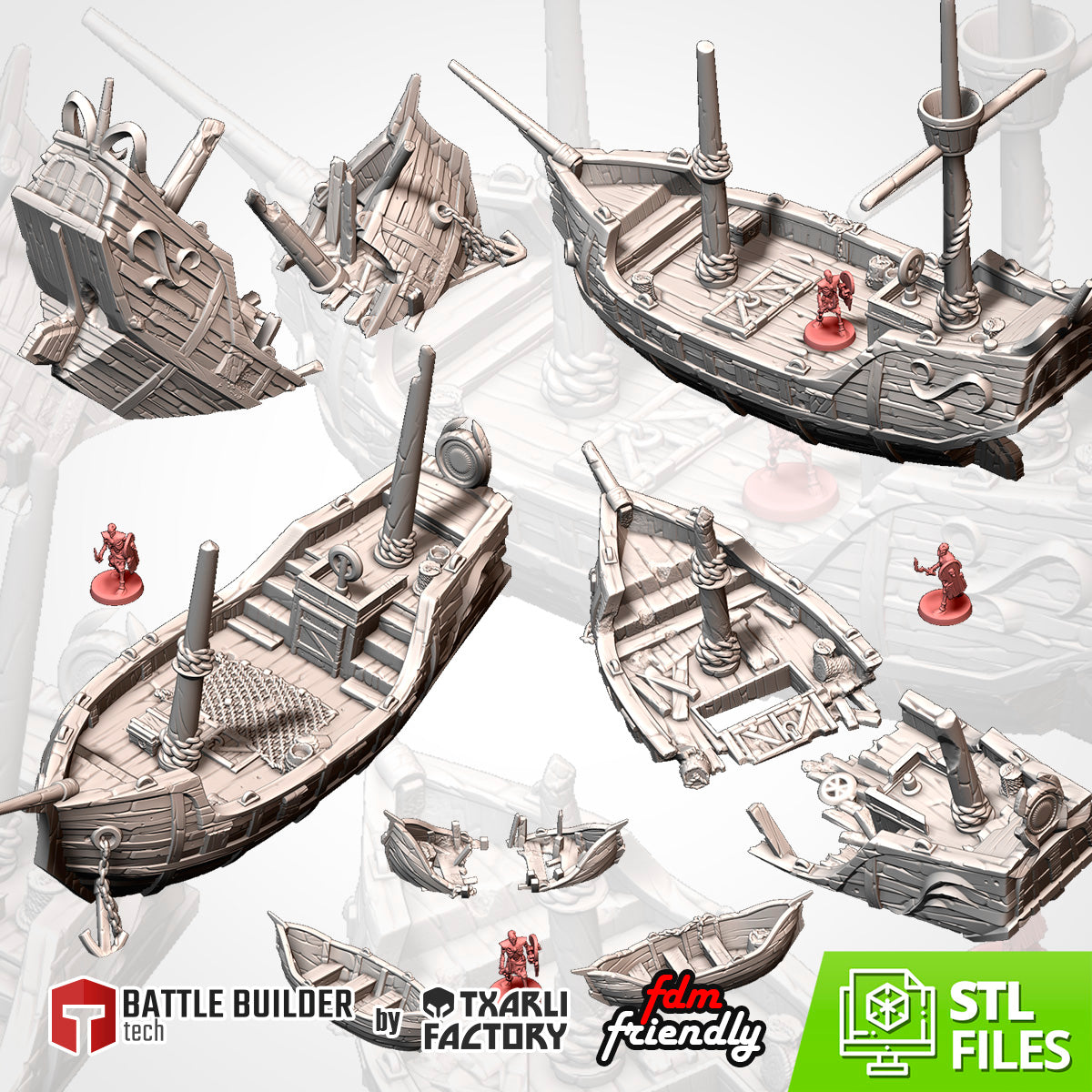 Ships Aground – Txarli Factory 3D Printed Tabletop Terrain (28-32mm) - image 3