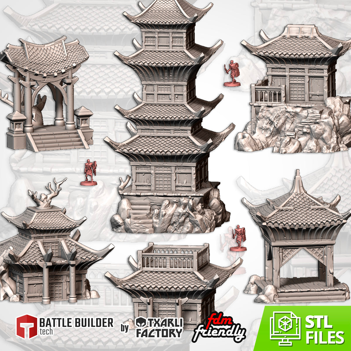 Oriental Buildings – Txarli Factory 3D Printed Tabletop Terrain (28-32mm) - image 3