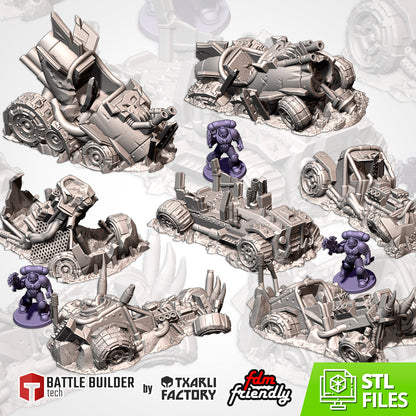 Orc Buggies Destroyed – Txarli Factory 3D Printed Tabletop Terrain (28-32mm) - image 3
