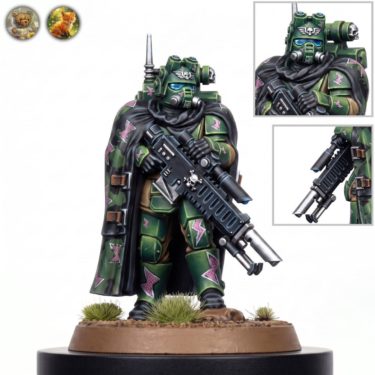 Kasrkin Warrior Vindicated Sniper painted front view by LEILEI Minis