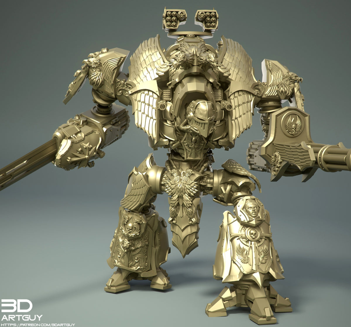 Medieval Mech Knight unpainted front render