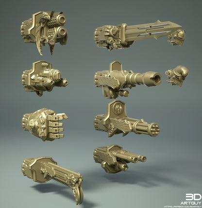 Medieval Mech Knight interchangeable weapon options