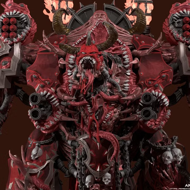 Close view of the Monstrous Mech head and upper body