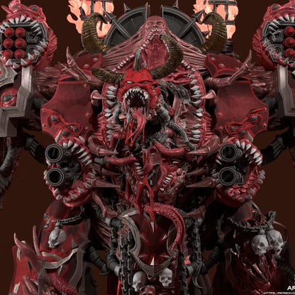 Close view of the Monstrous Mech head and upper body