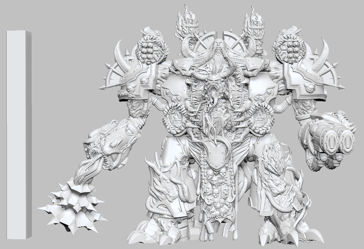 Monstrous Mech miniature shown with a scale reference