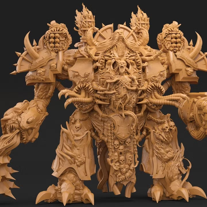 Unpainted render of the Monstrous Mech miniature