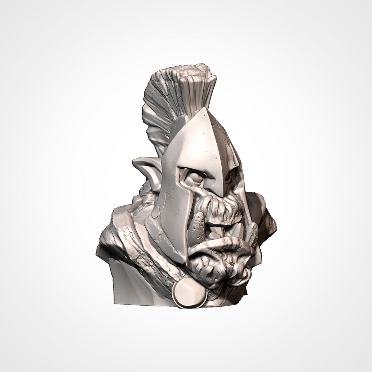 Alternate view of helmeted Ork bust scatter terrain