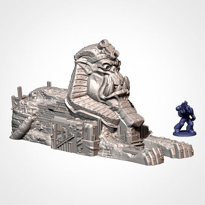 Orktober Ork sphinx monument with scrap armor and ruined masonry