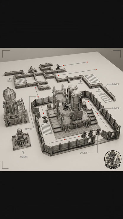 Voltaris Sector- Modular Sci-Fi Terrain - Industrial Battle Zone with Reactor Facility & Elevated Walkways